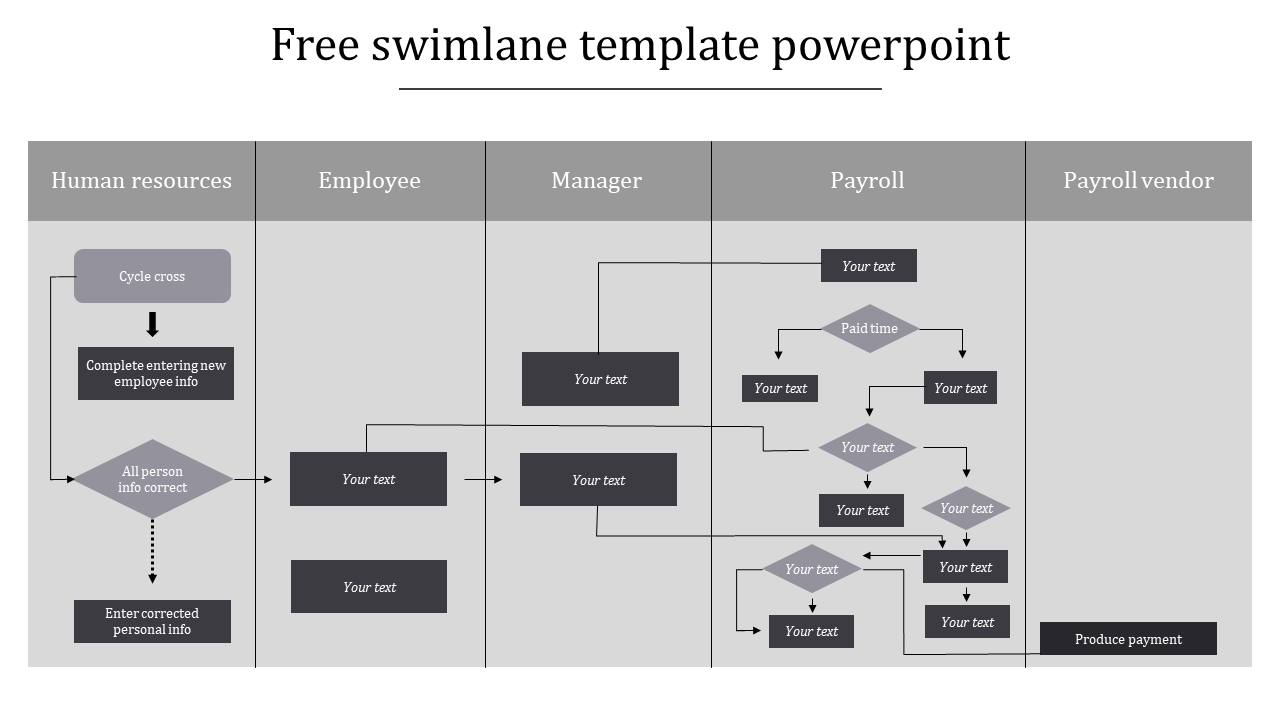 free swimlane template powerpoint-gray